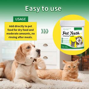 OEM/ODM Guangdong Pembersih Mulut Hewan Peliharaan Teefrice Menyegarkan Napas Memutihkan Gigi Menghilangkan Karang Gigi 100g Bubuk Gigi Anjing Kucing Sendok - Product Image 2