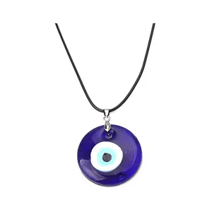 Collana con ciondolo a forma di occhio in pelle di vetro turco blu moda per Unisex
