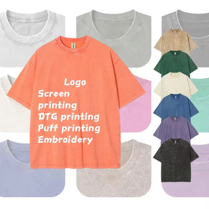 เสื้อยืดคอกว้างทรงโอเวอร์ไซส์สำหรับผู้ชาย ผ้าคอตตอน 100% หนัก 300 กรัม ลายเฮอร์ริงโบน สีพื้น ระบายอากาศได้ดี - Product Image 2