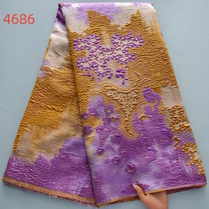 4686 Tissu Jacquard Brocart Africain Damassé Nigérian de Luxe Multicolore en Dentelle, 5 Yards, Broderie pour Robe Femme - Product Image 4