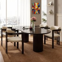 Furnitur Restoran Modern Komersial Berkualitas Tinggi Meja Kayu Solid dengan Kursi Berlengan untuk Restoran Buffet Ruang Makan