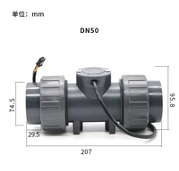 Débitmètre à effet Hall à turbine à pales SEA ZJPVC-DN50, sortie impulsionnelle 24V, compteur, connexion 63mm pour l'aquaculture