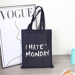 Bolsa de Mano de Lona Negra de Moda, Gran Capacidad, Logotipo Personalizado, Bolsa de Hombro de Algodón, Minimalista, Linda, para Compras, Regalo - Product Image 5