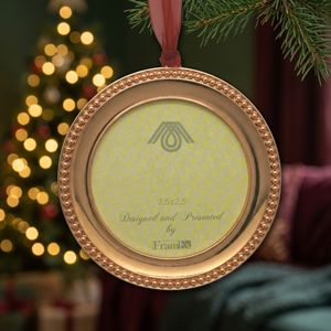 DECORATIVE Rose Gold Plated Metal Christmas Tree Ornament Hanging Photo <b>Frame</b> 2.5"x2.5" for Holiday Use - Product Image 3