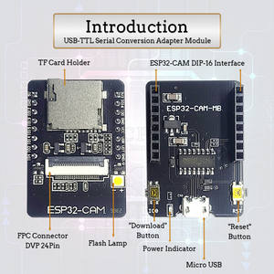 Cartes de développement ESP32-S CAM pour module WiFi BT 2,4 GHz avec <span class=keywords><strong>kit</strong></span> de téléchargement Micro CH340 8 Mo PSRAM <span class=keywords><strong>ESP</strong></span> <span class=keywords><strong>32</strong></span> DIP-16 ESP32 - Product Image 2