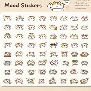 Kawaii Cat Mood Die Cut Stickers High Quality Coated Paper <b>Cute</b> Emotion Character Decals For Journal Planner <b>Notebook</b> DIY - Product Image 2