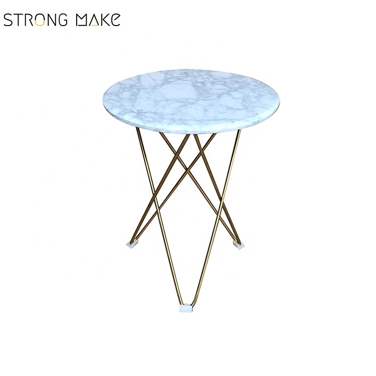 Table de chevet pour chambre d'hôtel petite taille ronde en marbre nordique vintage or table d'appoint moderne