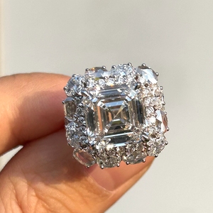 HQ Gems IGI CVDダイヤモンド18KホワイトゴールドF VS1 8カラットラボダイヤモンドアッシャーカット婚約ダイヤモンドリング - Product Image 2