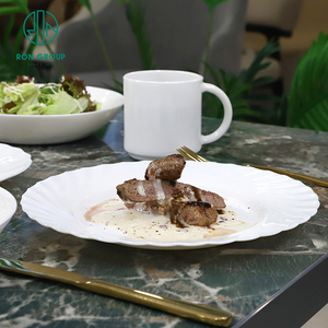 <span class=keywords><strong>Assiette</strong></span> de service personnalisée en céramique blanche en forme de fleur de <span class=keywords><strong>24</strong></span> <span class=keywords><strong>cm</strong></span> pour salade, steak, dessert, dîner, traiteur, mariage, restaurant, couverts - Product Image 3