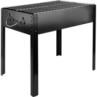 Barbecue portable pliable en acier inoxydable noir avec plaque de cuisson antiadhésive amovible pour le camping, les barbecues en famille et les sorties en plein air