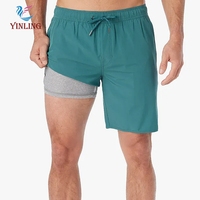 Short de bain pour homme 2 en 1 à séchage rapide avec logo personnalisé, short de bain de haute qualité avec doublure de compression pour l'été