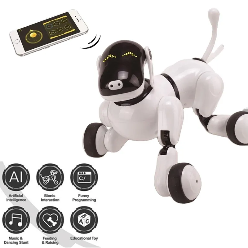 Robô aplicativo inteligente, educacional, controle de voz, programação de cão