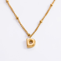 Collar SUMMLY con Letra Inicial en Relieve, Chapado en Oro de 18K, Acero Inoxidable Antidesvanecimiento, Personalizado, Regalo para Mujer, Joyería para Combinar en Capas