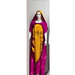 Robe longue pour femme à imprimé africain - Robe Bubu ornée de paillettes avec écharpe, robes grande taille tendance - Product Image 5
