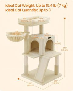 Árbol para Gatos Starmon, Torre para Gatos, Condominio de Múltiples Niveles con Percha Ancha, Postes para Rascar y Rampa, Hamaca para Gatos - Product Image 5