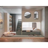 Lit superposé moderne sur mesure JS, nouveau design, avec escalier de rangement, meubles en bois massif, ensemble de meubles pour chambre d'enfant, pour chambre de garçon ou de fille