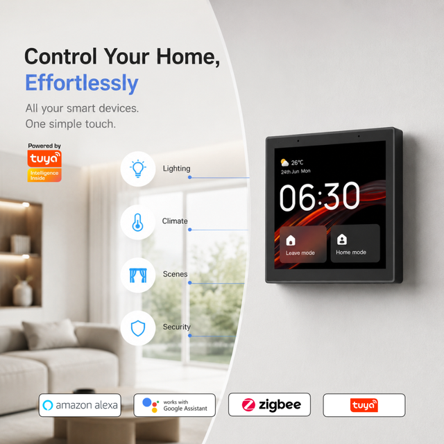 4 Inch IPS Touch Screen Zigbee/Wi-Fi Gateway Voice Control Android App Home Tuya Smart Panel for Hotel Apartment Villa EU