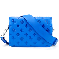 GORFIA Hombres Patrón en relieve Crossbody Bag Elegante azul PU Bolso de hombro de cuero con correa ajustable para uso diario y salidas