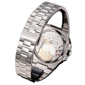 Reloj Automático para Hombre con Forma de Tonneau, Correa de Cuero de Cocodrilo Genuino, Esfera Vertical Turquesa, Cronógrafo con Fase Lunar - Product Image 6