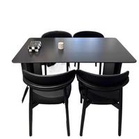 Table à manger en dalle de roche noire, style minimaliste italien, luxe léger, table à manger rectangulaire pour petit appartement