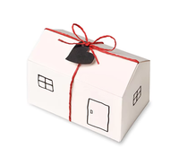Petite boîte cadeau en papier kraft recyclable de qualité alimentaire en forme de maison, avec ruban, design pliable créatif pour bonbons de mariage, biscuits au sucre