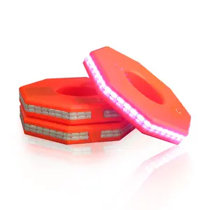 Custom led road cone topper recharged flashing safety traffic cone commander light warning ring for roadblock