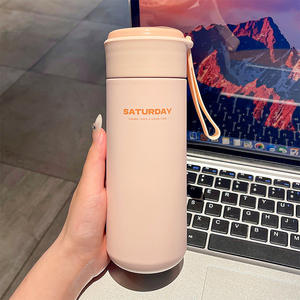 Nouvelle tasse isotherme minimaliste multicolore en acier inoxydable écologique avec poignée portable et infuseur à thé intégré pour le camping - Product Image 2