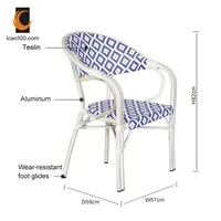 Chaises empilables commerciales de rotin de bistro d'hôtel de café ensembles de restaurants de tissu de patio et chaises de café