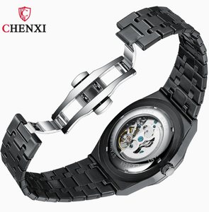 New Men's Fully Automatic Skeletonized <b>Mechanical</b> <b>Watch</b> with Stainless Steel Band Quartz Movement Fashionable Business-Friendly - Product Image 3