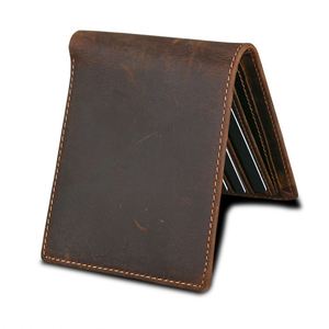 Custom Genuine Leather Crazy Horse Leather <b>Wallet</b> Portable Horizontal Anti-theft <b>RFID</b> <b>Men's</b> <b>Wallet</b> - Product Image 2