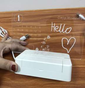 Tableau mémo en acrylique Effet 3D Lumière nocturne LED Couleur chaude Base de lampe en acrylique illusion vierge avec stylo effaçable Décoration DIY - Product Image 6