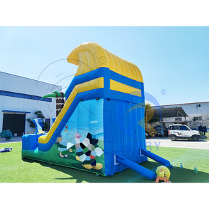 Toboggan Gonflable Sec Thème Aventure Tropicale Dessin Animé avec Palmiers pour Fêtes d'Enfants et <span class=keywords><strong>Location</strong></span> Commerciale pour Carnavals - Product Image 6