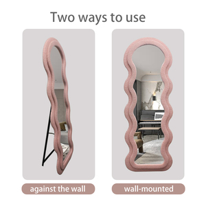 <span class=keywords><strong>Espejo</strong></span> <span class=keywords><strong>Ondulado</strong></span> Irregular Elegante con Marco de Peluche, <span class=keywords><strong>Espejo</strong></span> de Cuerpo Entero para Baño y Decoración de Pared de Sala de Estar - Product Image 5