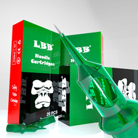Membrane de sécurité de cartouches de tatouage LBB jetables vertes 1003RL avec acier inoxydable à aiguille serrée pour le tatouage permanent de maquillage