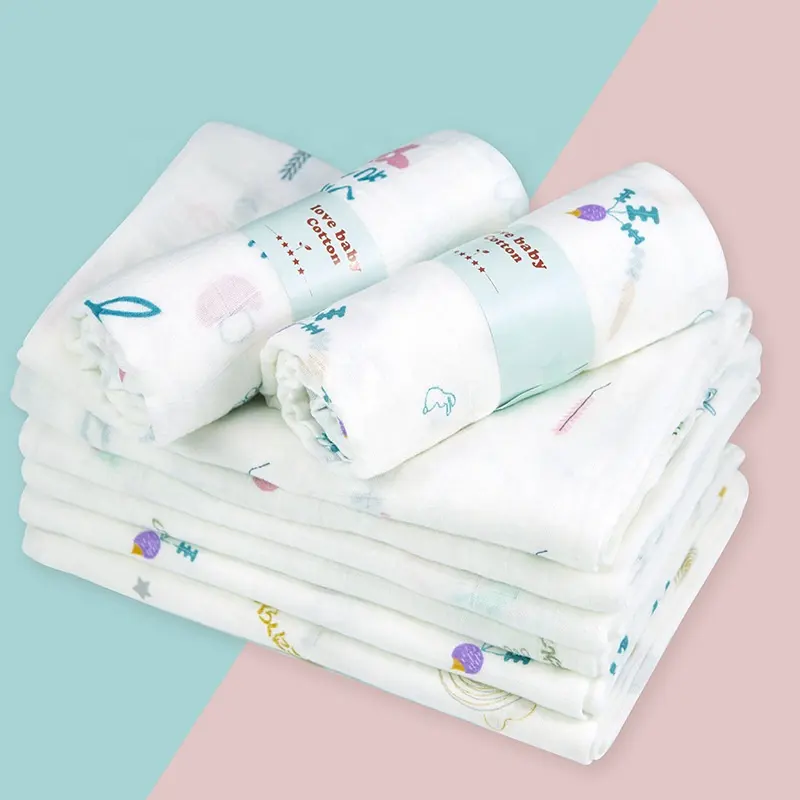 Custom Bamboo textile gauze Breathable soft skin friendly newborn swaddle blanket receiving swaddle wrap for baby infant