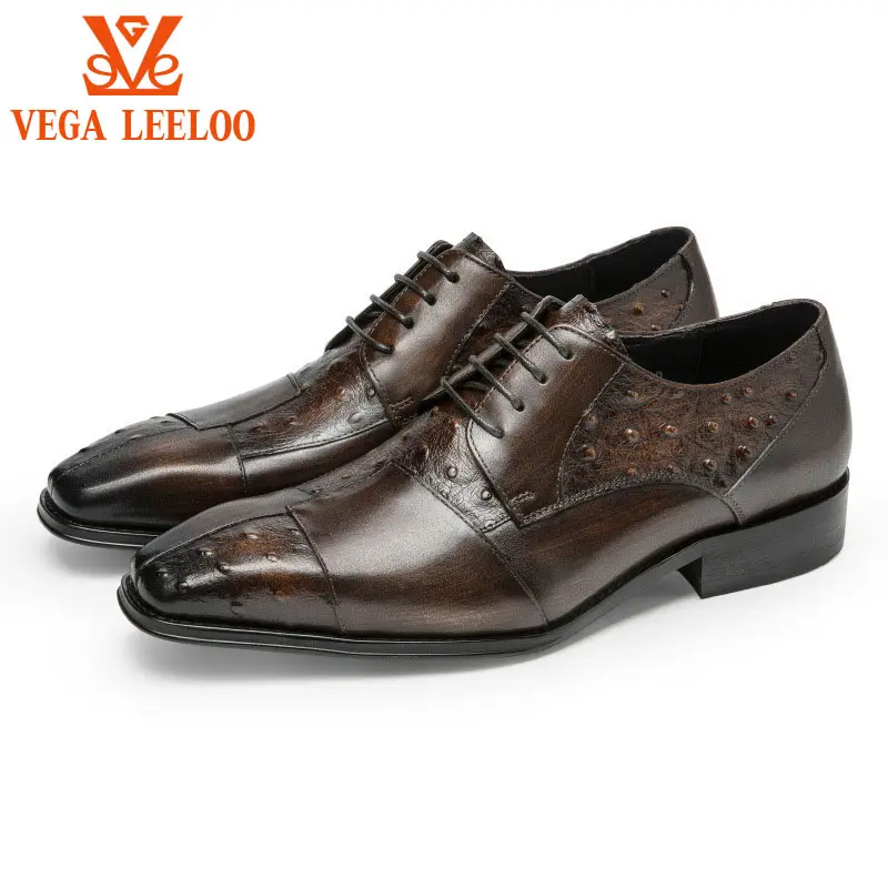 Luxury brand Men's handmade Calfskin Leather dress shoes Italian style male business wedding dress shoes
