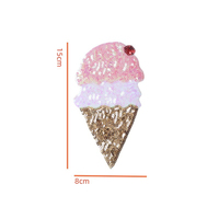 Patchs de crème glacée à sequins, brodés sur mesure, appliques de dessert d'été pour vêtements, sacs et chapeaux, vente en gros