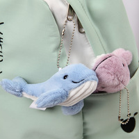 Porte-clés en peluche Baleine Beluga Mignonne de Dessin Animé, Breloques de Sac à Dos, Petites Poupées en Peluche Baleine Douces, Accessoires Porte-clés, Cadeau en Gros