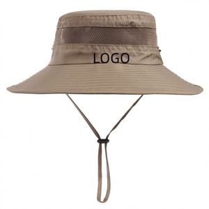 Custom Outdoor Summer Sunshade Sun Uv Protection Wide Brim <b>Cap</b> Mesh <b>Hiking</b> Fishing Fisherman Bucket Boonie Hat - Product Image 1