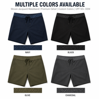 Celana Pendek Pantai Pria Bahan Jacquard Tenun Premium, Warna Sesuai Pesanan, UPF 50+