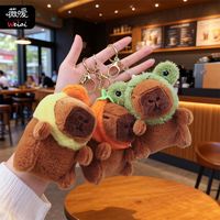 Peluche Capybara Botu, Animaux en Peluche Kawaii, Capybara Moelleux avec Bracelet Tortue Fraise, Porte-clés, Cadeau d'Anniversaire