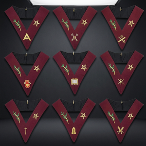Ensemble de colliers maçonniques en cuir du 14e degré avec badges brodés à coudre, col en V pour sac de vêtements - Product Image 3