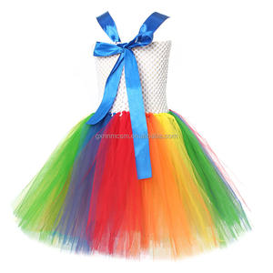 Costume de clown effrayant pour enfants de 2 à 12 ans Vêtements de fête de carnaval arc-en-ciel pour bébés filles Circus Jokers Tutu Dress Outfit - Product Image 3