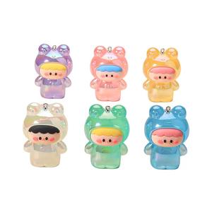 Color recubierto luminoso Uv Rana bebé muñeca de dibujos animados acrílico coche colgante Diy llavero accesorios bolsa hebilla - Product Image 5