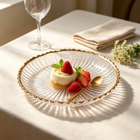 Assiette irrégulière créative de style chinois moderne, écologique, à bord doré, réutilisable, pour fruits, desserts, dîner, mariage, usage domestique