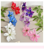 Nouvel Arrivage Fleurs Artificielles de Clématite à 2 Têtes Imprimées en 3D, Toucher Réel, Tiges de Fleurs en Vrac pour Arche de Mariage, Décoration Intérieure, Salon