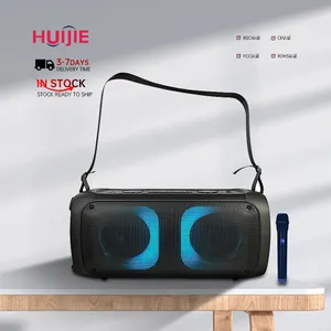 Stock Christmas Party Sound Home Karaoke BluetoothSpeakers With Wireless Mic Dual 6.5 inch Outdoor dj Portable Speaker