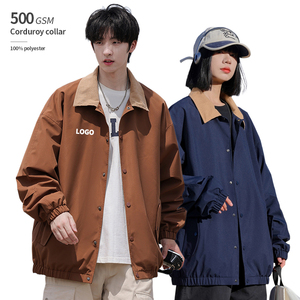 Turn-down Collar 500 GSM <b>Smart</b> Casual Buttons Custom Logo Color Matching Breathable 100% Polyester <b>Men</b> Autumn Coach <b>Jacket</b> - Product Image 1