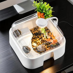 Zturn ZT LEO252 Terrarium pour tortues terrestres et aquatiques à double usage, avec couvercle <span class=keywords><strong>de</strong></span> plateforme <span class=keywords><strong>de</strong></span> basking, anti-évasion, réservoir d'élevage écologique pour reptiles en PS - Product Image 2