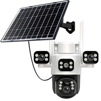 Cámara de Seguridad Inalámbrica con Panel Solar de 6MP y 3 Pantallas, Cámara CCTV Solar de Seguridad para Exteriores con 3 Lentes y WiFi